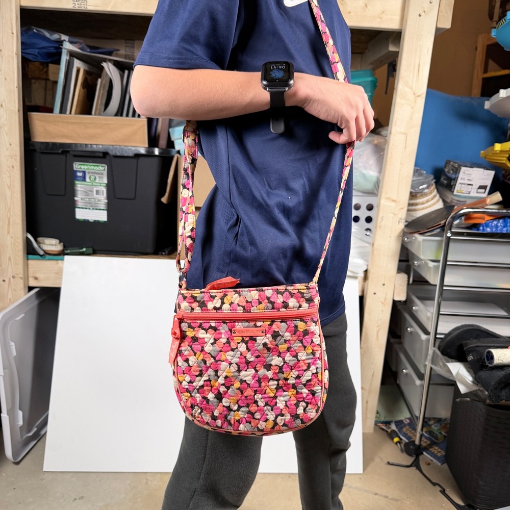 Vera Bradley Crossbody Bag Small Pink Floral Print Adjustable Strap
